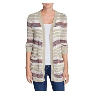 Eddie Bauer Striped Knit Cardigan in Desert Tan size Petite Small